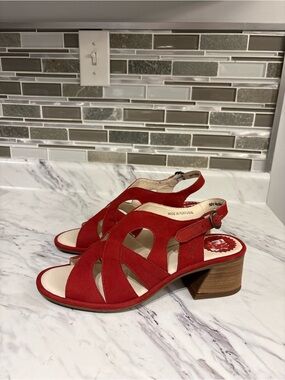 Fly London sandals Lari180 fly Lipstick red leather heeled sandals size 38
